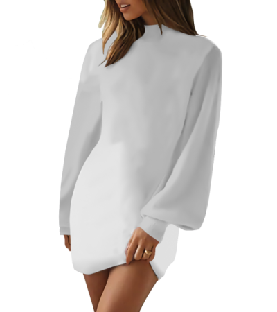 女高领堆堆领连衣裙LTW20257 - 仿棉-180g/S