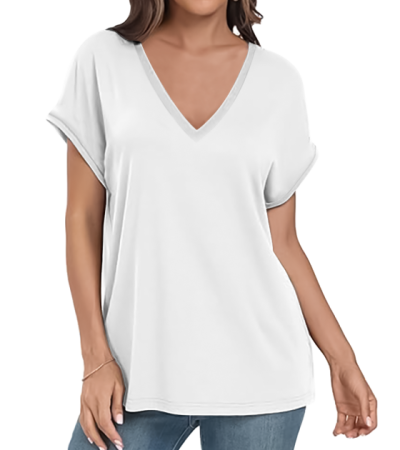 连袖V领短袖T恤S9524109 - 仿棉-180g/S