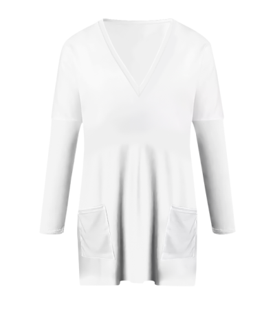 落肩袋V领长袖T恤FYJ002 - 仿棉-180g/S