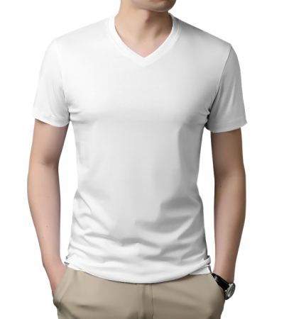 鸡心领短袖A0012 - 牛奶丝-170g/3XS