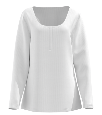 女螺纹坑条U领长袖T恤LTW20657 - 螺纹坑条-140g/S