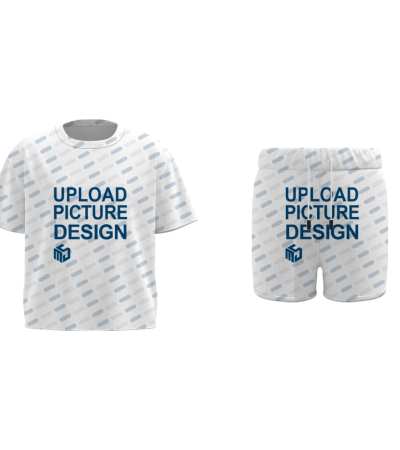 儿童圆领T恤抽绳短裤套装-A0256 - 牛奶丝-170g/5-6Y