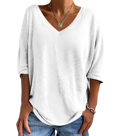 200g仿棉-女数码印7分袖V领T恤LTW20350 - 仿棉-200g/L