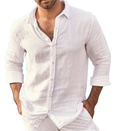 男竹节麻翻领长袖衬衫-LTM100294 - 竹节麻-120g/S