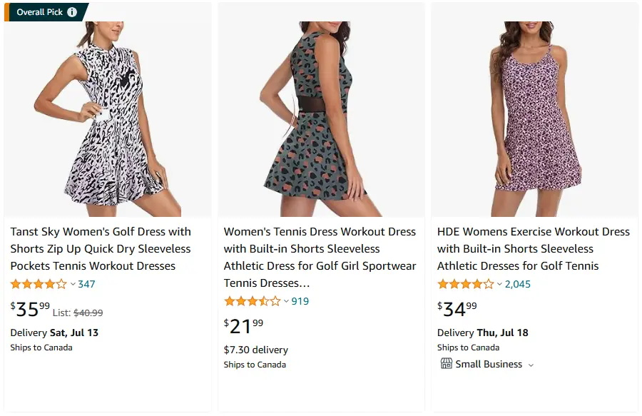 跨境选品，运动服品类裙子热卖