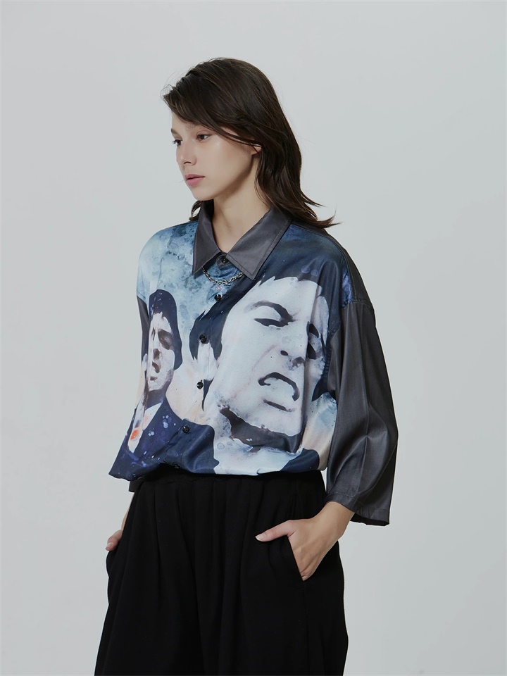 全幅印花长衫上衣