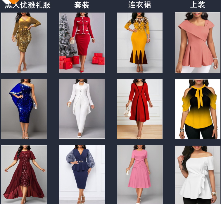 Temu2025女装上新重点黑人优雅女装